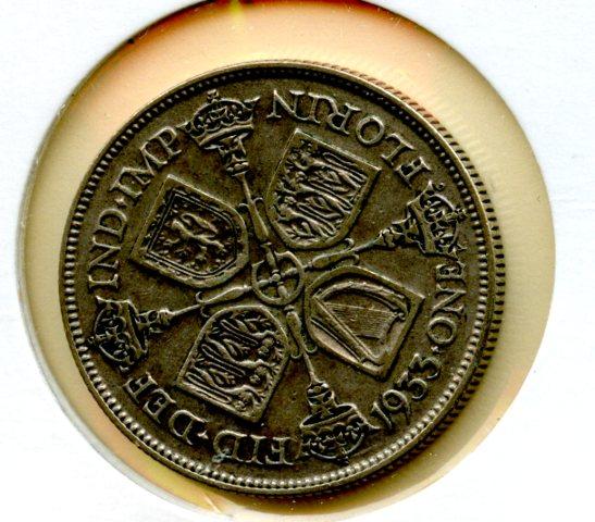 UK George V Florin Coin  Dated 1933
