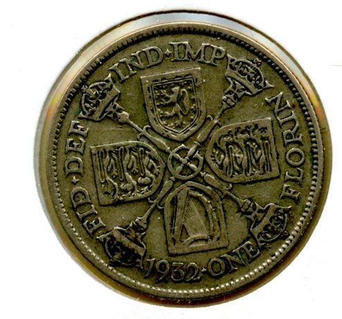UK George V Florin Coin  Dated 1932