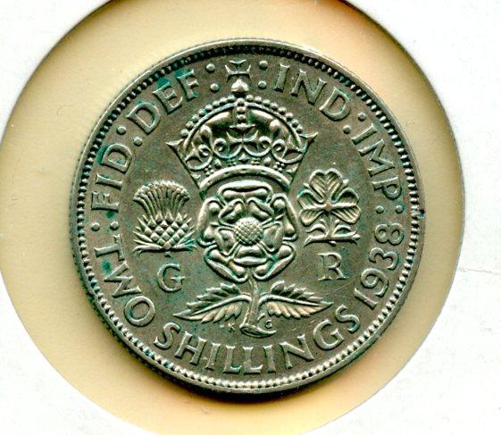 UK George VI Florin Coin  Dated 1938