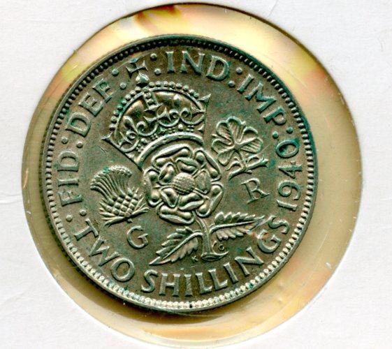 UK George VI Florin Coin  Dated 1940