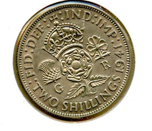 UK George VI Florin Coin  Dated 1941
