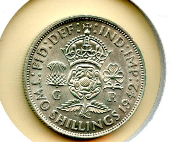 UK George VI Florin Coin  Dated 1942