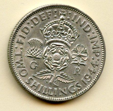 UK George VI Florin Coin  Dated 1944