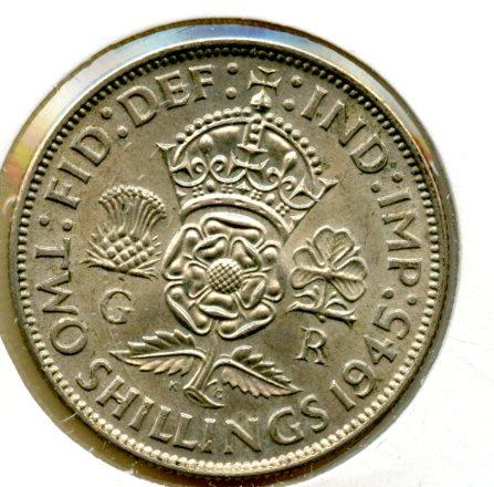 UK George VI Florin Coin Dated 1945