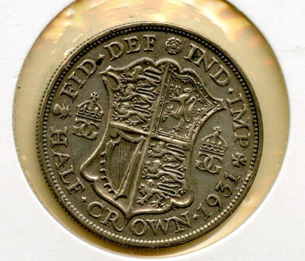 UK George V Half Crown Coin  Dated 1931