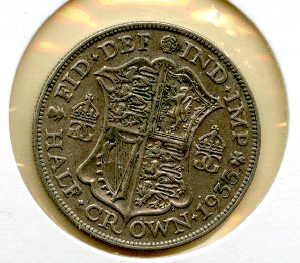 UK George V Half Crown Coin  Dated 1933