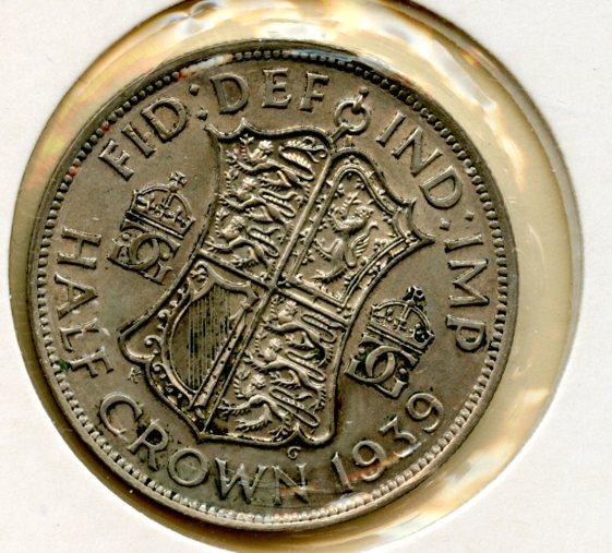 UK George VI Half Crown Coin  Dated 1939