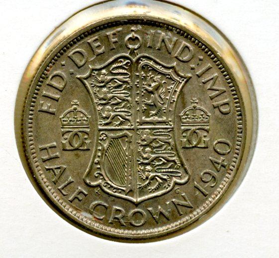 UK George VI Half Crown Coin  Dated 1940