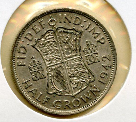 UK George VI Half Crown Coin  Dated 1942