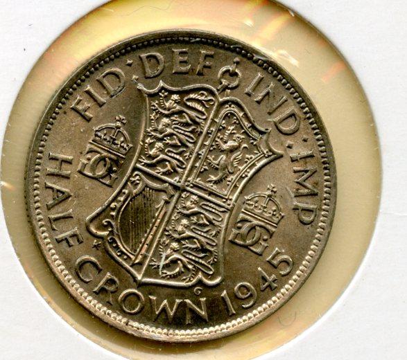 UK George VI Half Crown Coin  Dated 1945