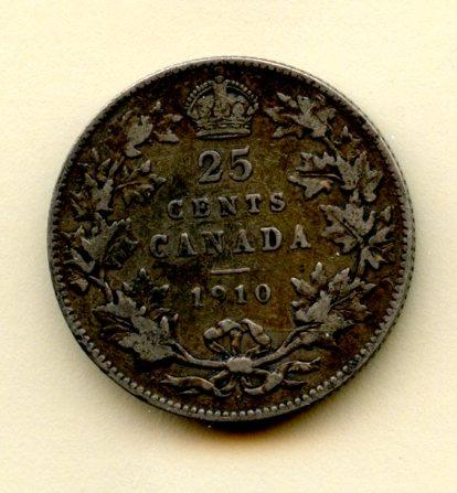 Canada 25 Cents Coin  Dated 1910