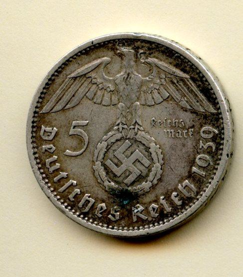 Germany 5 Marks Coin Dated 1939