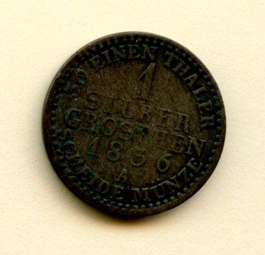 Germany Prussia 1 Groshen  Coin Dated 1836a