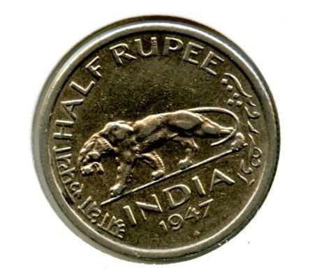 India-British  Half Rupee  Coin Dated 1947