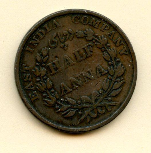 India East India Company Half  Anna  Coin Dated 1835