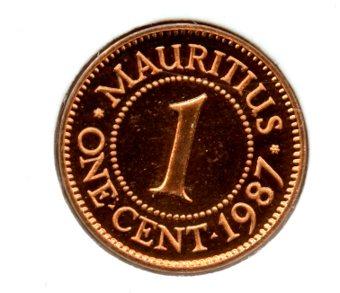 Mauritius Proof 1 Cent Coin Dated 1987