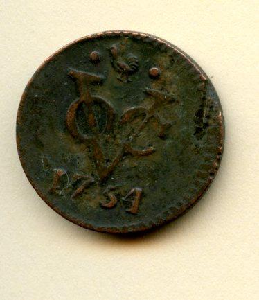 Dutch East Indies Half Duit  Coin Dated 1754