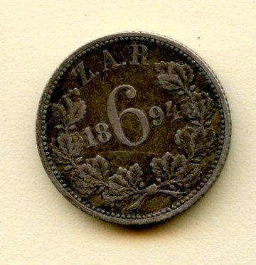 South Africa Six Pence Coin Dated 1894