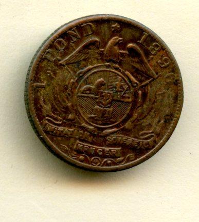 South Africa  Brass 1 Pond  Coin Dated 1896