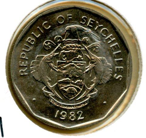 Seychelles 5 Rupees  Coin Dated 1982