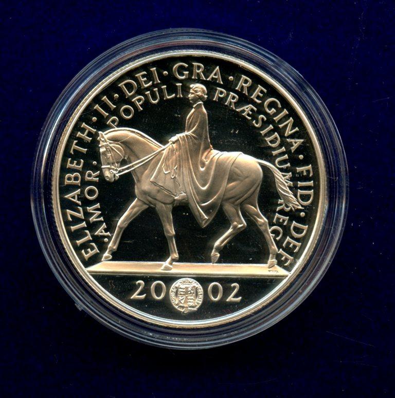 UK 2002 Golden Jubilee Commemorative Silver Proof £5 Five Pound Crown Coin