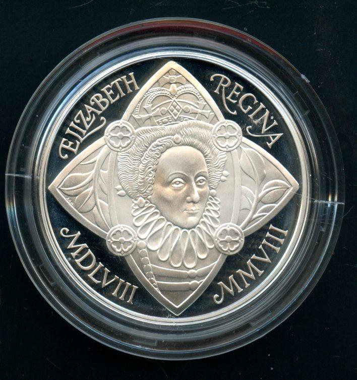 UK 2008  Queen Elizabeth I Silver Proof £5 Five Pound Crown Coin