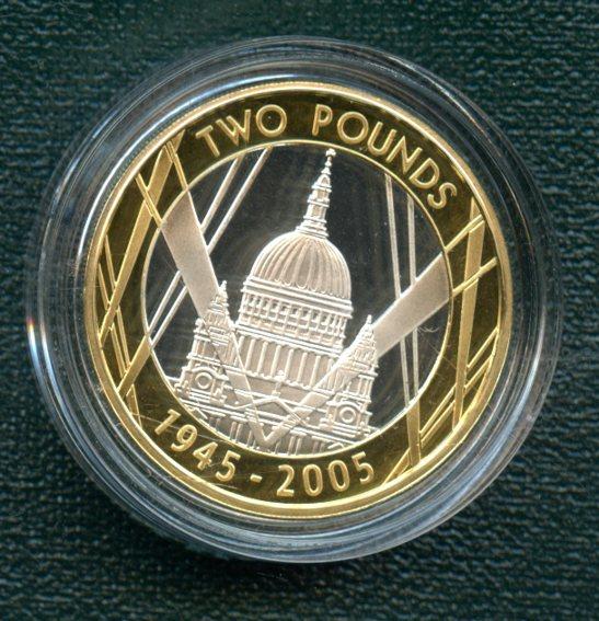 UK 2005  The End of WWII Commemorative Silver Proof £2 Two Pound Coin
