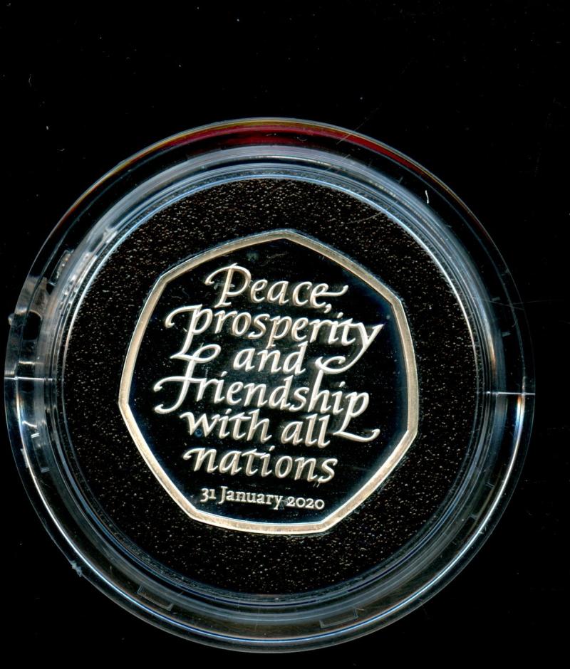 UK 2020  Withdrawal from the European Union   Silver Proof  Fifty Pence Commemorative Coin