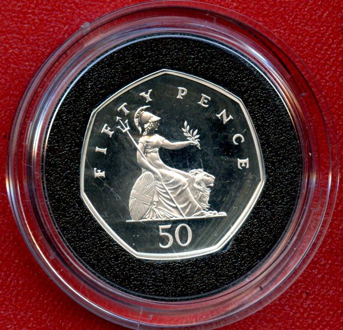 UK 1997 Standard Issue Silver Proof Piedfort 50p Fifty Pence Coin