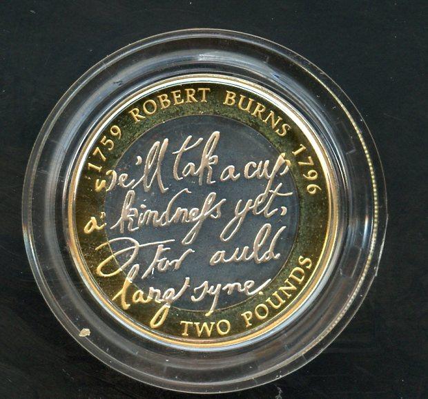 UK 2009 Robert Burns Silver Proof Piedfort £2 Coin