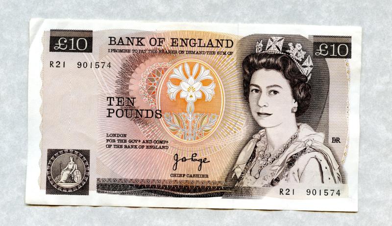 Bank of England £10 Ten Pounds Note February 1975 Signatory J B Page Serial R21