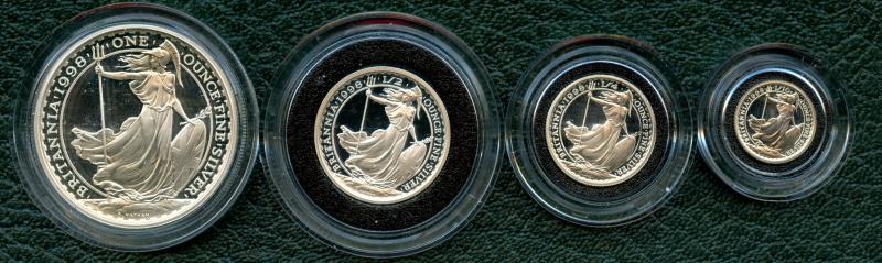 UK 1998 Silver Proof Britannia Coin Set
