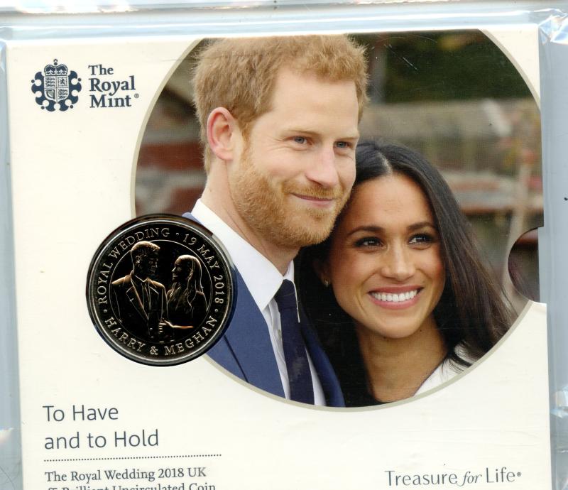 UK Royal Mint 2018 The Royal Wedding Harry & Meghan Brilliant Uncirculated £5 Coin