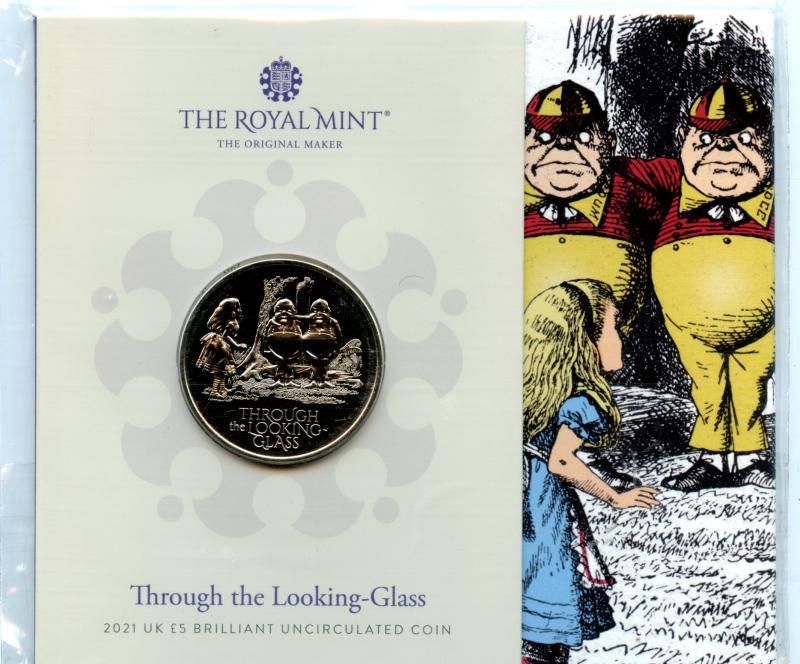 UK Royal Mint 2021 Alice Through the Looking Glass Brilliant Uncirculated £5 Coin