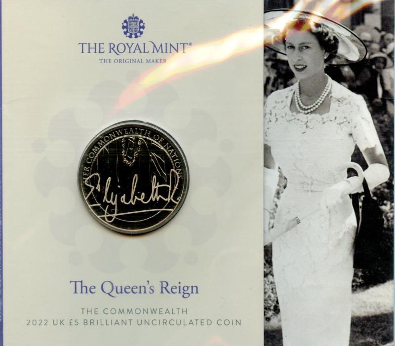 UK Royal Mint 2022 The Queen's Reign The Commonwealth Brilliant Uncirculated £5 Coin