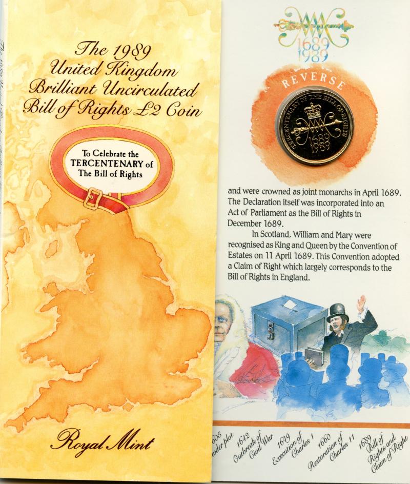 UK  The Bill of Rights 1989 Brilliant Uncirculated £2 Pound Coin