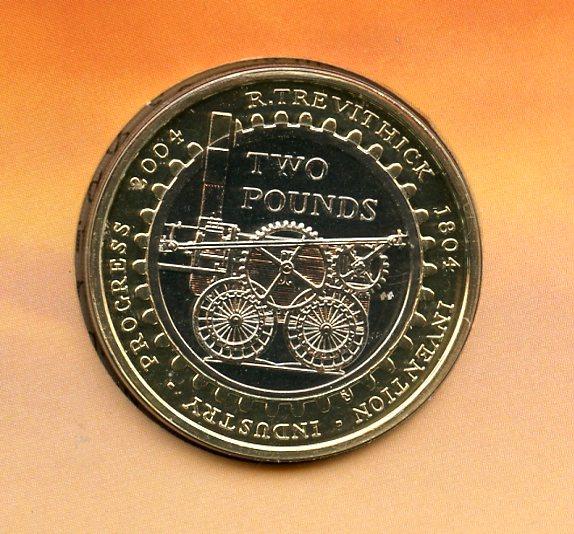 UK 2004 200th Anniversary Steam Locomotive Brilliant Uncirculated  £2 Pound Coin