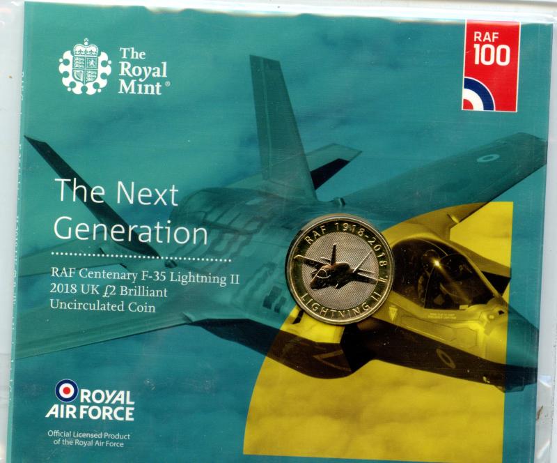 UK 2018 RAF Centenary  The Next Generation Brilliant Uncirculated  £2 Pound Coin