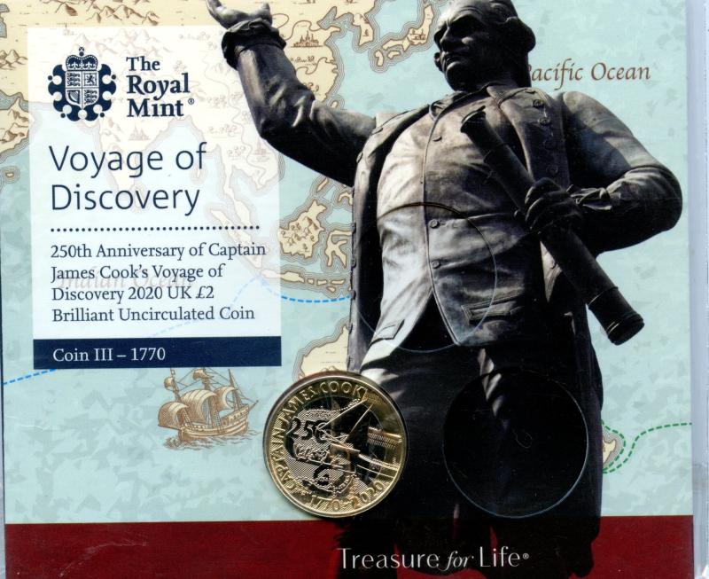 UK 2020  250th Anniversary Captain Cook's  Voyage of Discovery Coin III 1770  £2 Uncirculated Coin