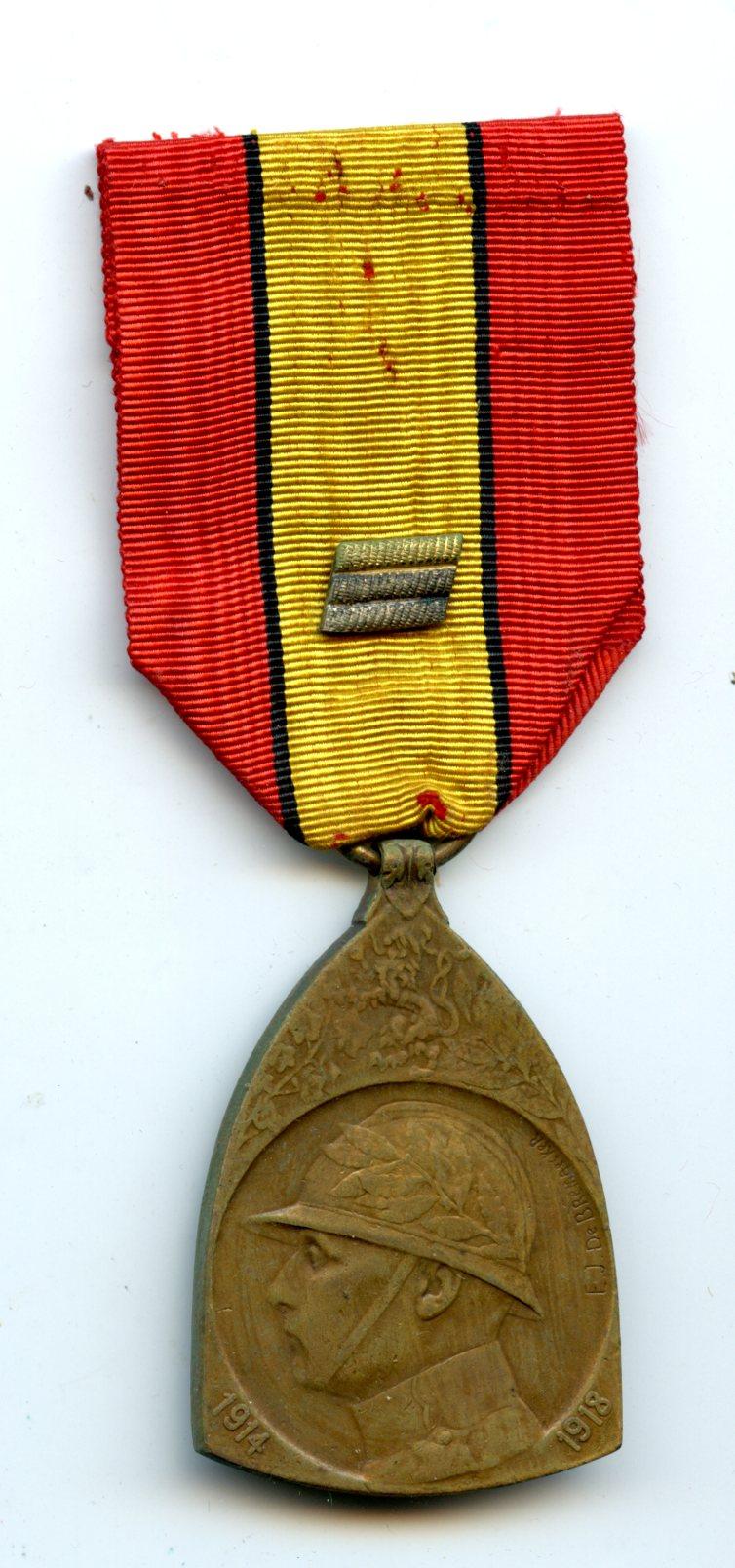 Belgium   Commemorative War Medal 1914-18 With 3 wound stripes