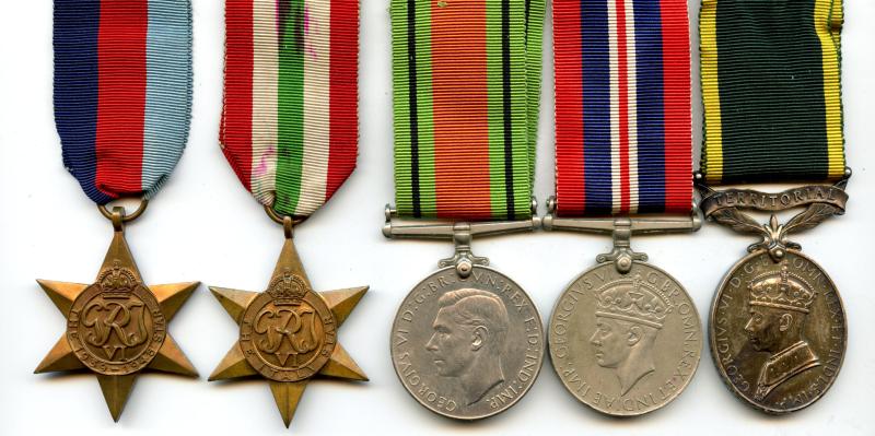 WW2 Territorial Medal Group To Rifleman Ronald Victor Haste, Kings Royal Rifle Corps