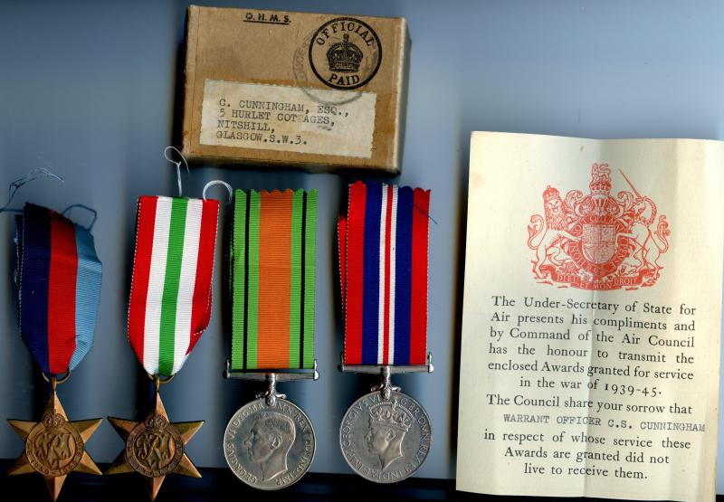 RAF 1946  Air Casualty Group To Wireless Operator/Air Gunner Colin Sinclair Cunningham 70 Sqdn., Royal Air Force Volunteer Reserve