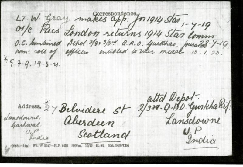 1914 Mons Trio & Defence Medal To Lieut William Gray, 1/16th London Regt; HLI & Gurkha Rifles