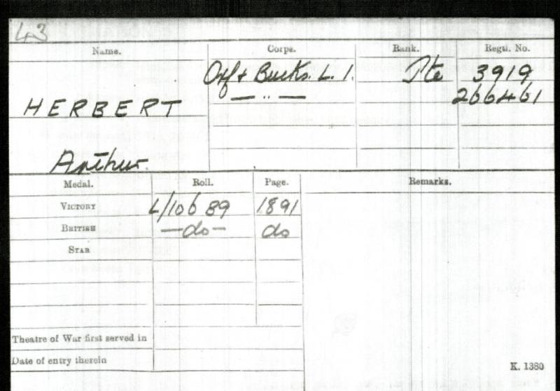 Military Medal Group To Pte Arthur Herbert, Oxfordshire and Buckinghamshire Light Infantry