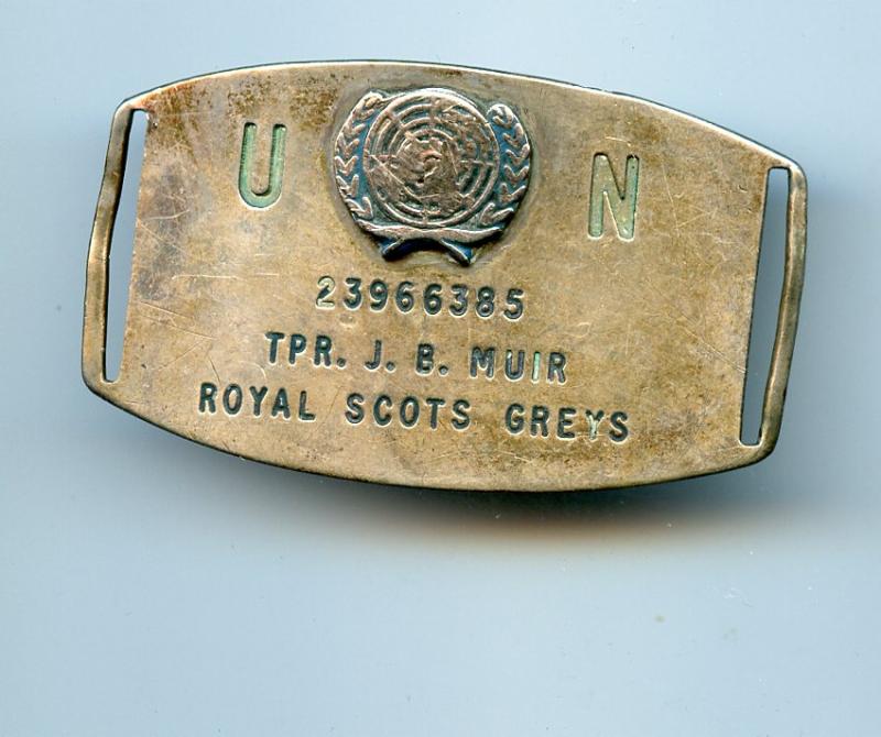 United Nations Cyprus Medal With Cap Badge & Scarce U.N.ID Disc To Trooper