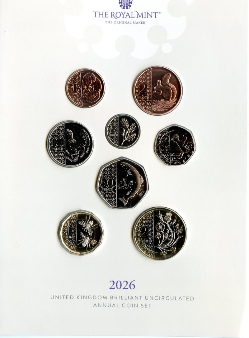 UK 2026 Brilliant Uncirculated Annual Coin Set Coins