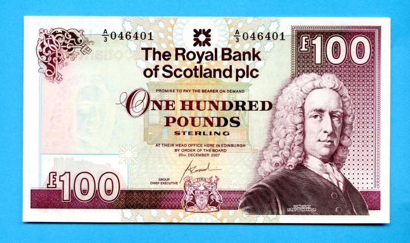 Royal Bank of Scotland £100 One Hundred Pounds Banknote Dated 20th December 2007