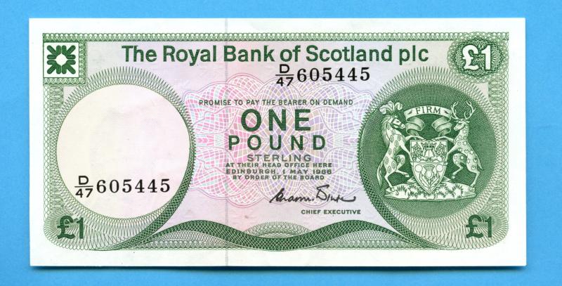 Royal Bank of Scotland £1 One Pound Note Dated 1st May 1986