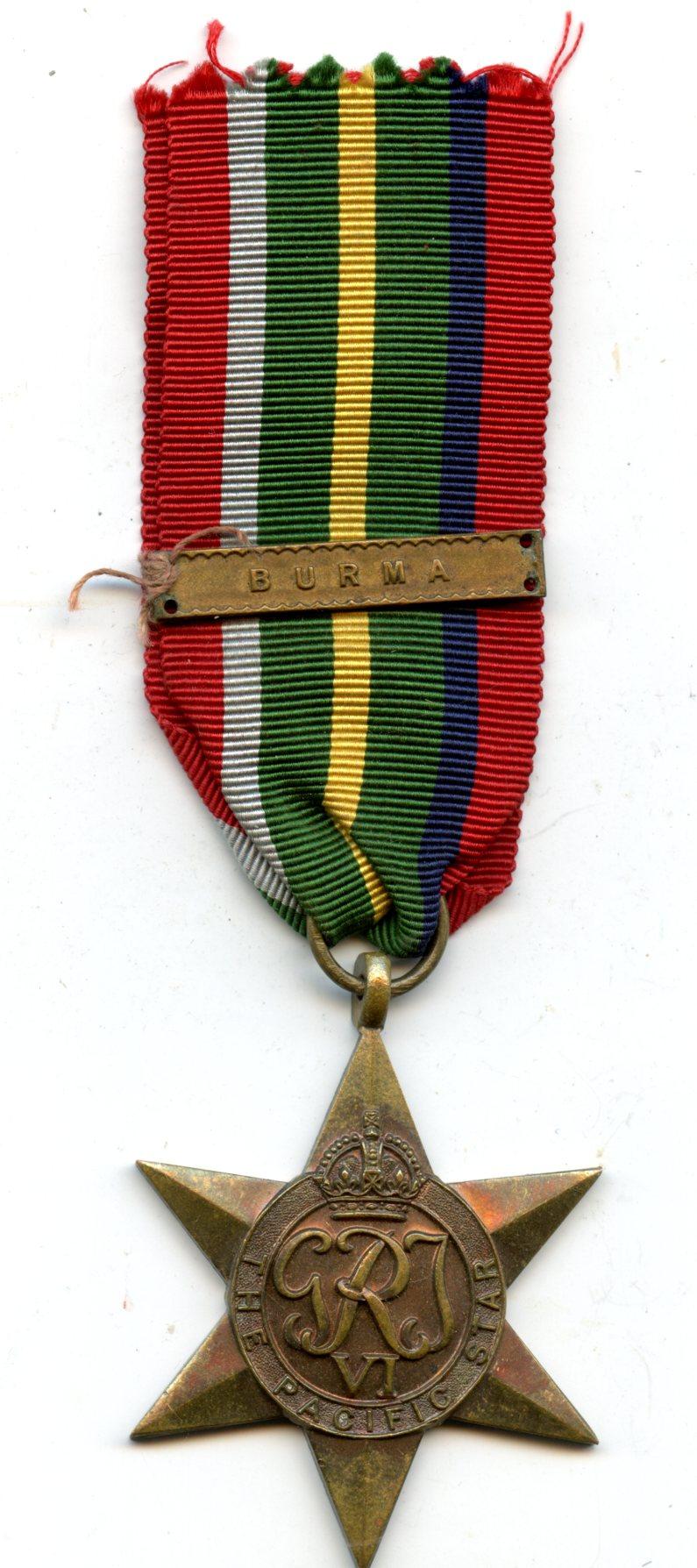 WW2 Pacific Star Medal with Burma Clasp