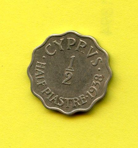 Cyprus Half Piastre Coin Dated 1938